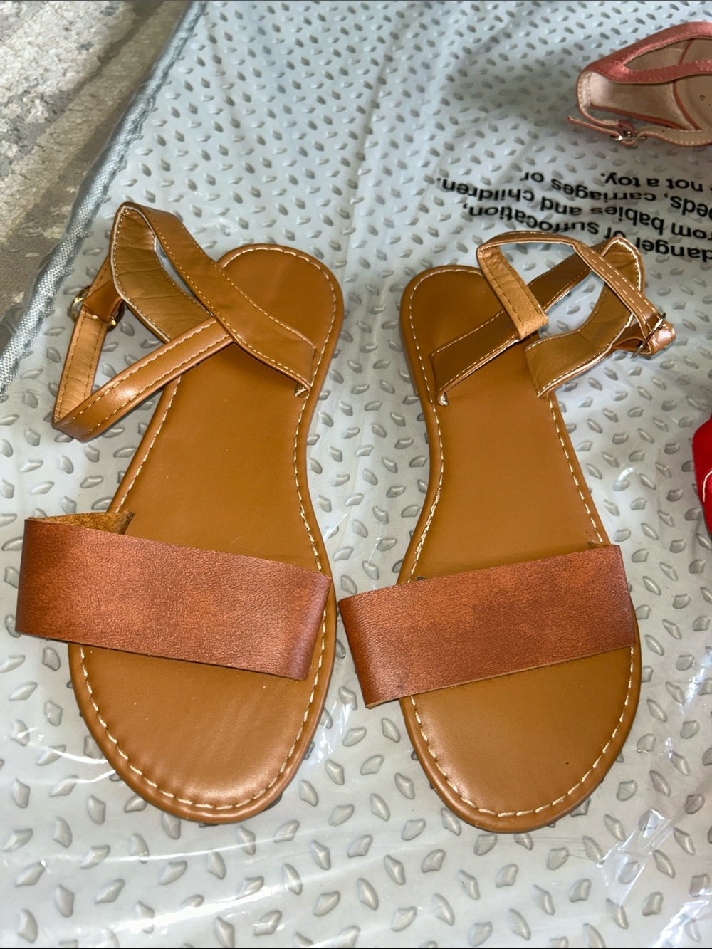 Women's Tan Leather Strap Sandals